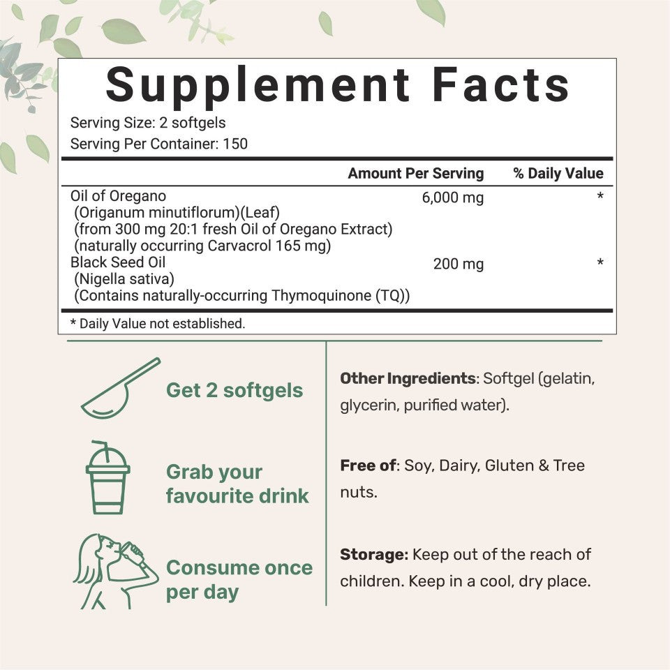 Oregano Oil Soft Capsules Dietary Supplement