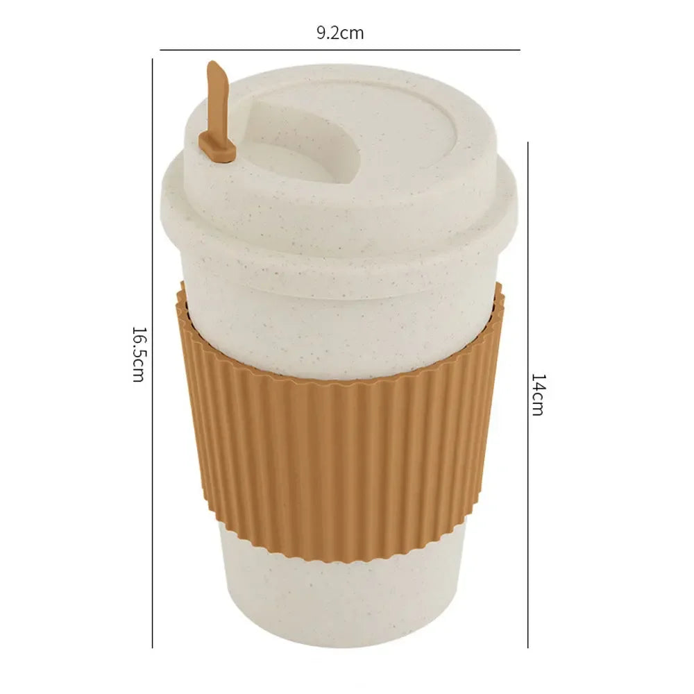 450ml Wheat Straw Reusable Coffee Cup with Lid – Travel Mug