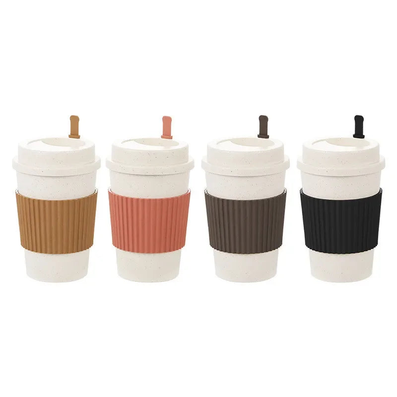 450ml Wheat Straw Reusable Coffee Cup with Lid – Travel Mug
