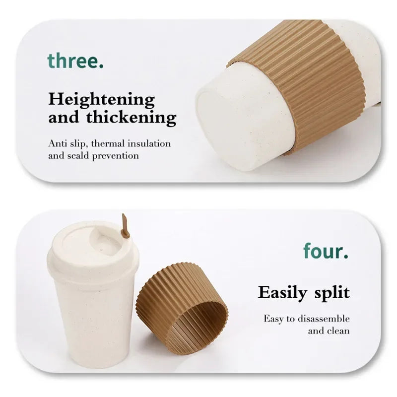 450ml Wheat Straw Reusable Coffee Cup with Lid – Travel Mug