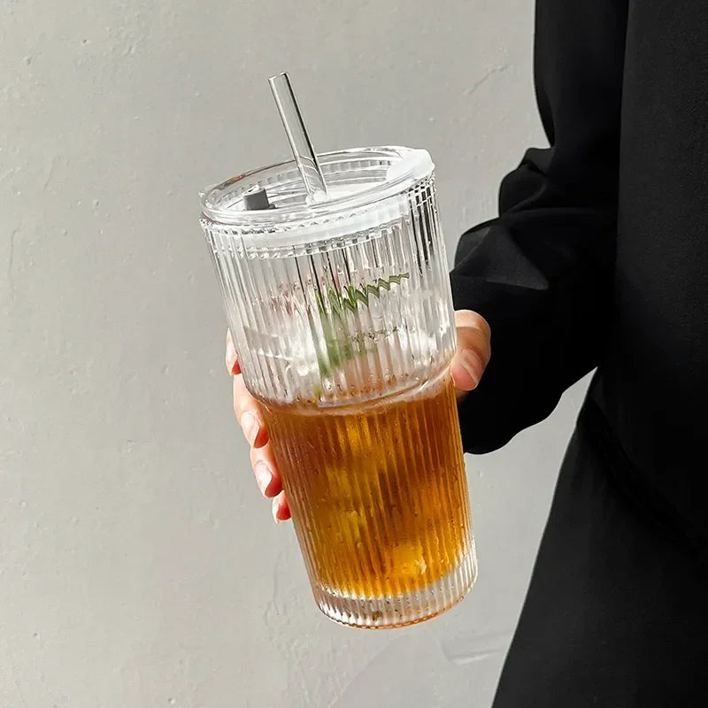Glass iced coffee cup lifestyle shot