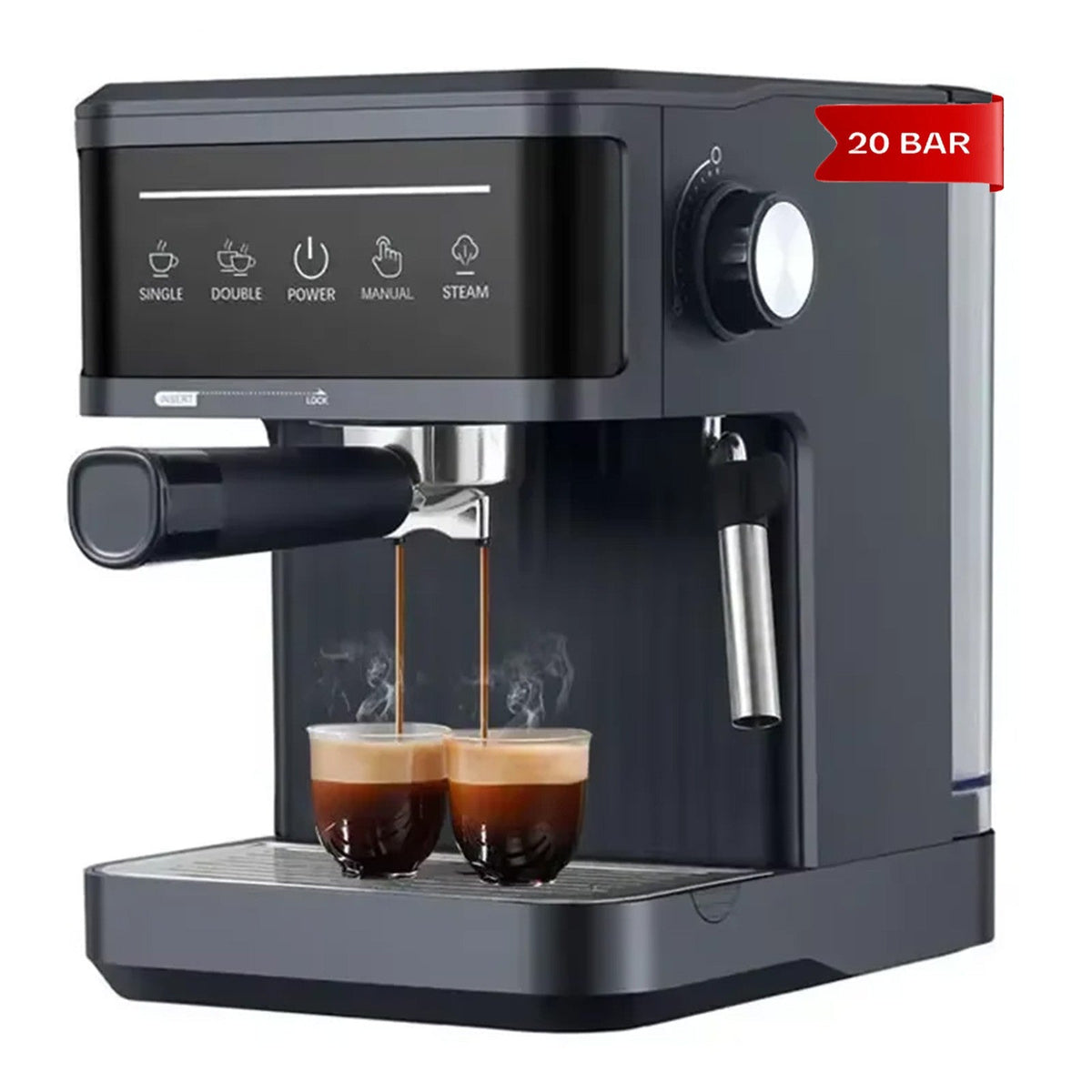 Bentaii 20-bar espresso machine stainless steel finish